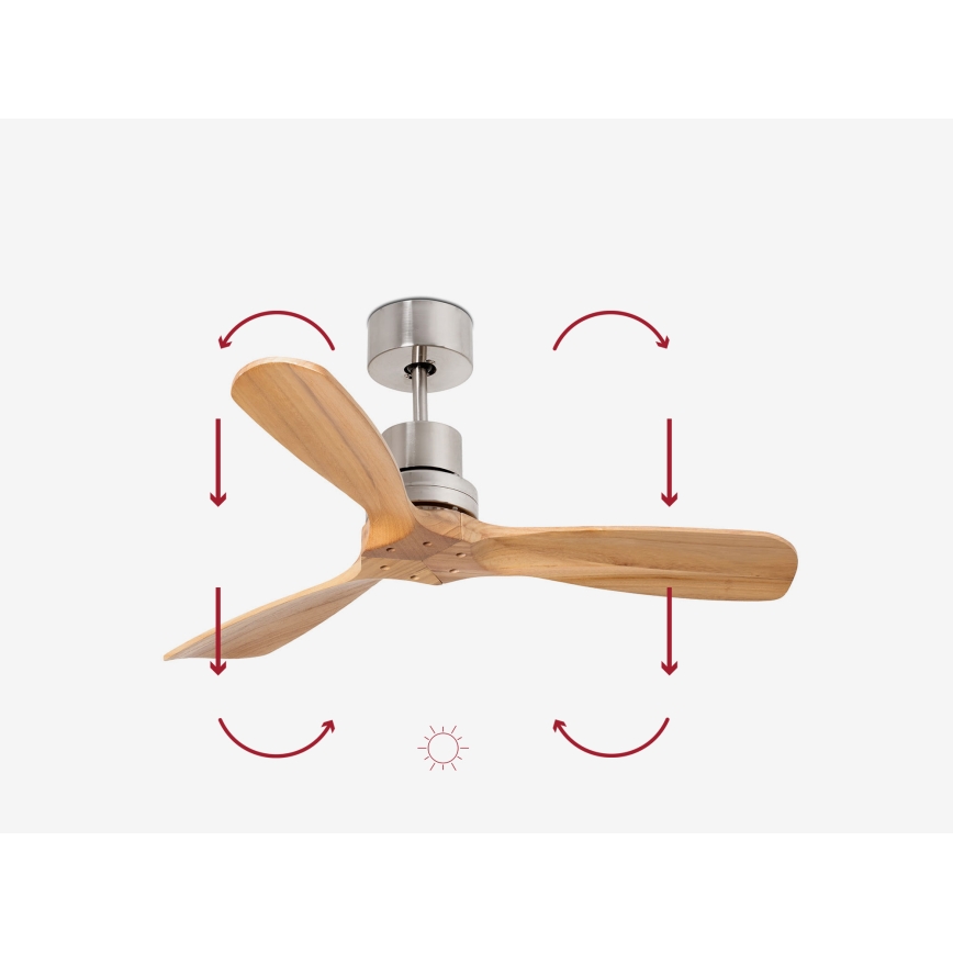 FARO 33509DC - Stropný ventilátor MINI LANTAU matný chróm/drevo pr. 107 cm + diaľkové ovládanie