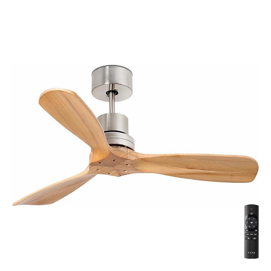 FARO 33509DC - Stropný ventilátor MINI LANTAU matný chróm/drevo pr. 107 cm + diaľkové ovládanie