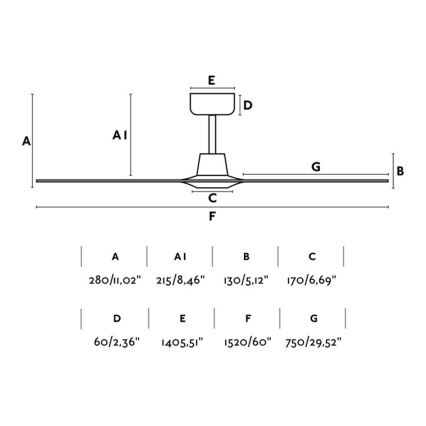 FARO 33511 - Stropný ventilátor MOREA pr. 152 cm + diaľkové ovládanie