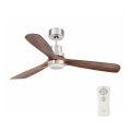 FARO 33518DC - LED Stropný ventilátor LANTAU LED/15W/230V matný chróm/drevo + diaľkové ovládanie