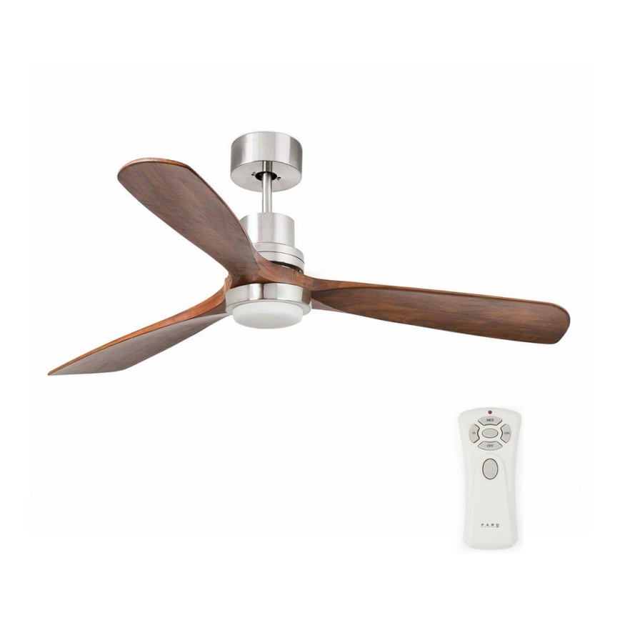 FARO 33518DC - LED Stropný ventilátor LANTAU LED/15W/230V matný chróm/drevo + diaľkové ovládanie