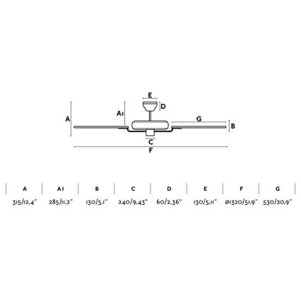 FARO 33710 - Stropný ventilátor ALOHA pr. 132 cm + diaľkové ovládanie