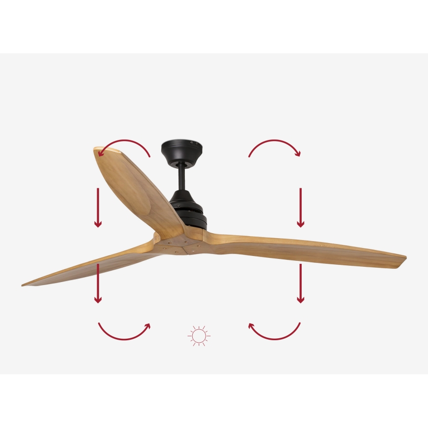 FARO 33718DC - Stropný ventilátor ALO L drevo/čierna pr. 152 cm  + diaľkové ovládanie