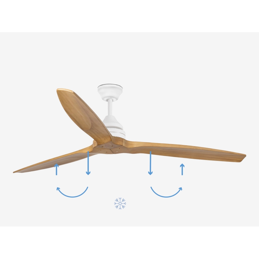 FARO 33728DC - Stropný ventilátor ALO L drevo/biela pr. 152 cm + diaľkové ovládanie