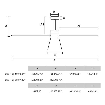 FARO 33760WT-22 - LED Stmievateľný stropný ventilátor AMELIA L CONE LED/20W/230V 2700/3500/5000K biela+ pr. 132 cm Wi-Fi Tuya + diaľkové ovládanie