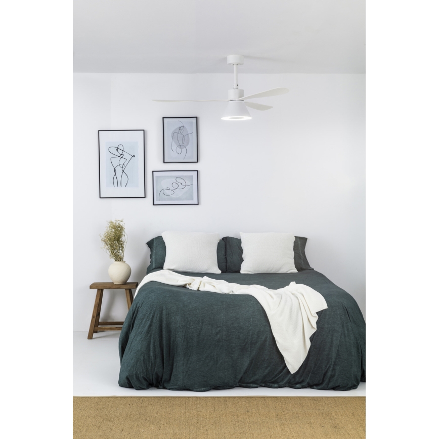 FARO 33760WT-22 - LED Stmievateľný stropný ventilátor AMELIA L CONE LED/20W/230V 2700/3500/5000K biela pr. 132 cm Wi-Fi Tuya + diaľkové ovládanie