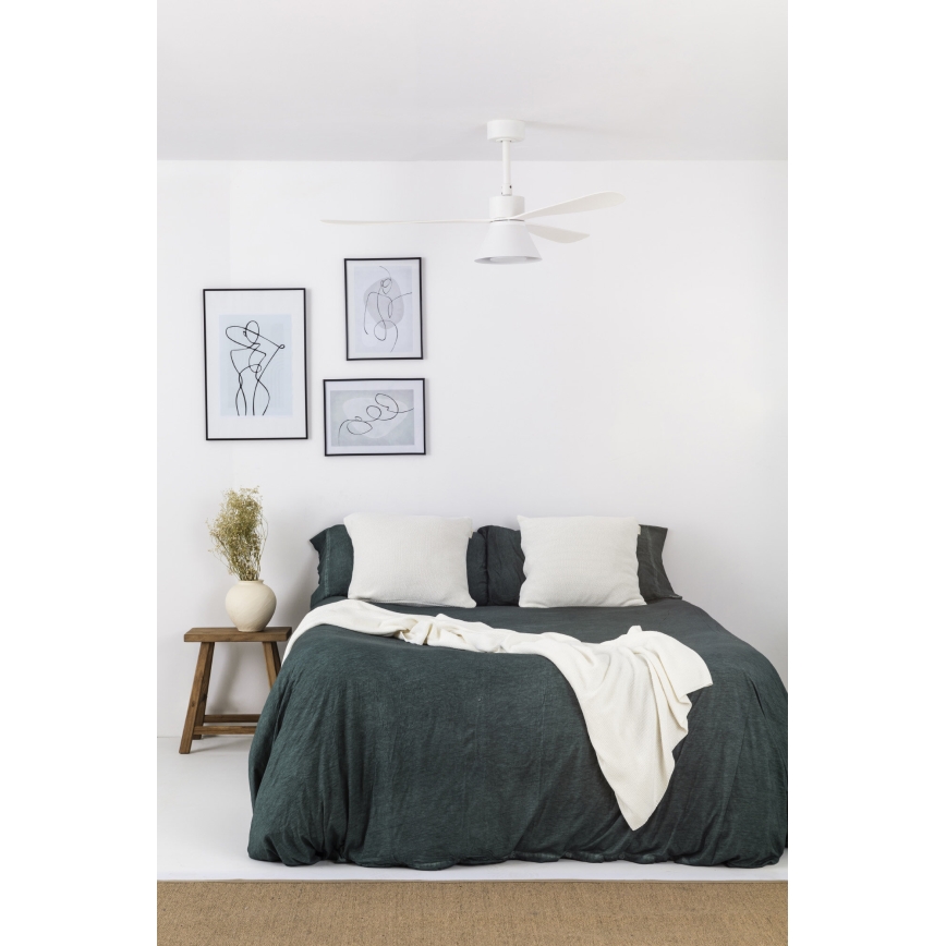 FARO 33760WT-22 - LED Stmievateľný stropný ventilátor AMELIA L CONE LED/20W/230V 2700/3500/5000K biela pr. 132 cm Wi-Fi Tuya + diaľkové ovládanie