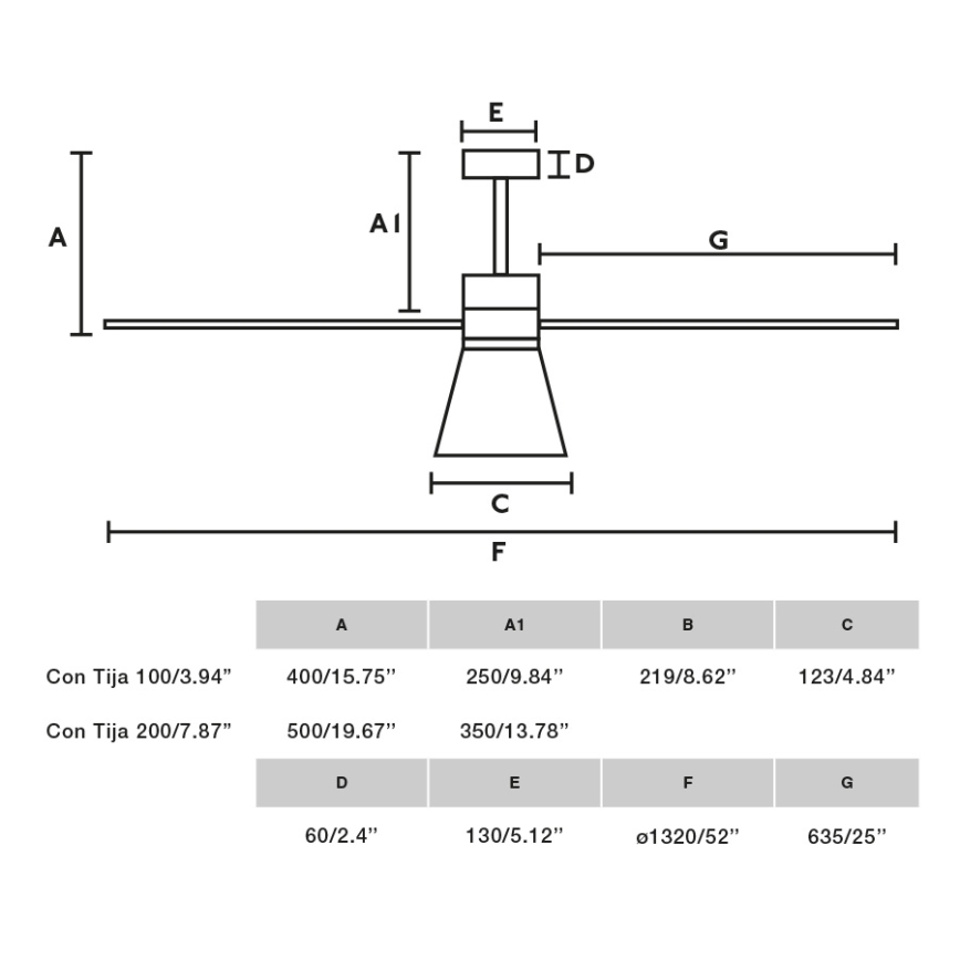 FARO 33761WT-23 - LED stmievateľný stropný ventilátor AMELIA L CONE LED/20W/230V 2700/3500/5000K čierna pr. 132 cm Wi-Fi Tuya + diaľkové ovládanie
