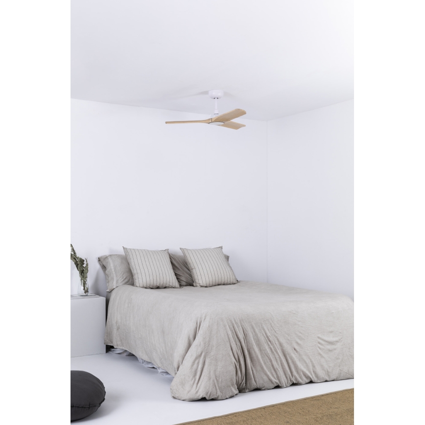 FARO 33805WT - Stropný ventilátor HEYWOOD S drevo/biela pr. 90 cm Wi-Fi Tuya + diaľkové ovládanie