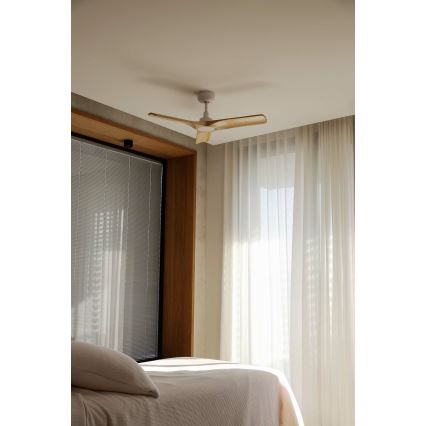 FARO 33805WT - Stropný ventilátor HEYWOOD S drevo/biela pr. 90 cm Wi-Fi Tuya + diaľkové ovládanie
