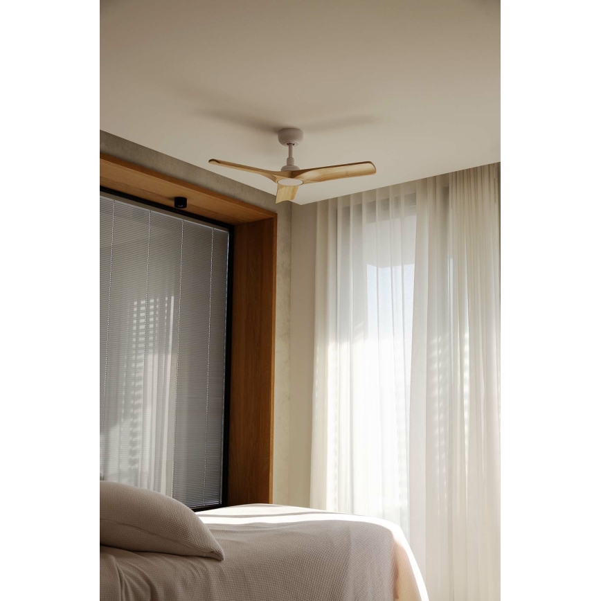 FARO 33805WT - Stropný ventilátor HEYWOOD S drevo/biela pr. 90 cm Wi-Fi Tuya + diaľkové ovládanie