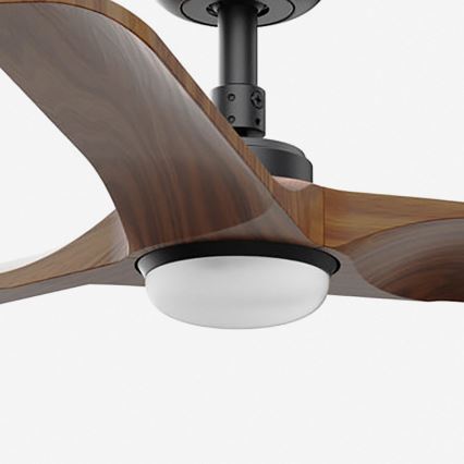 FARO 33806-1TW - LED stmievateľný stropný ventilátor HEYWOOD s LED/10W/230V 2700/3000/4000K drevo/čierna pr. 90 cm + diaľkové ovládanie