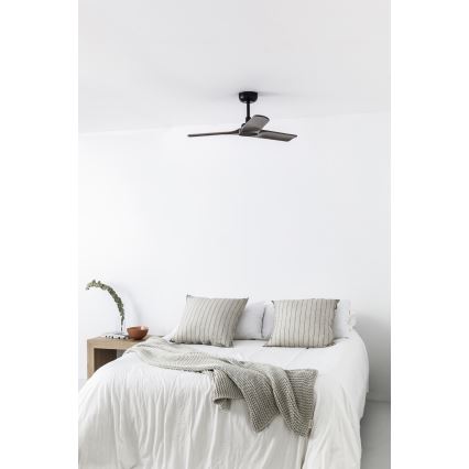 FARO 33806WT - Stropný ventilátor HEYWOOD S drevo/čierna pr. 90 cm Wi-Fi Tuya + diaľkové ovládanie