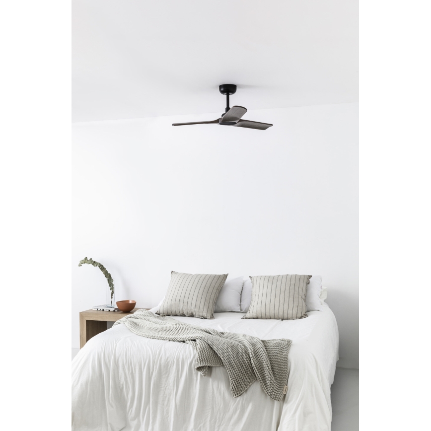 FARO 33806WT - Stropný ventilátor HEYWOOD S drevo/čierna pr. 90 cm Wi-Fi Tuya + diaľkové ovládanie