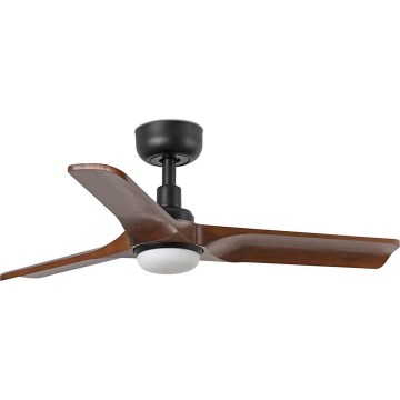 FARO 33806WT1S - LED stmievateľný stropný ventilátor HEYWOOD S LED/10W/230V 2700/3000/4000K pr. 90 cm drevo/čierna Wi-Fi Tuya + diaľkové ovládanie