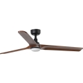 FARO 33809WT1S - LED stmievateľný stropný ventilátor HEYWOOD L LED/10W/230V 2700/3000/4000K pr. 132 cm drevo/čierna Wi-Fi Tuya + diaľkové ovládanie