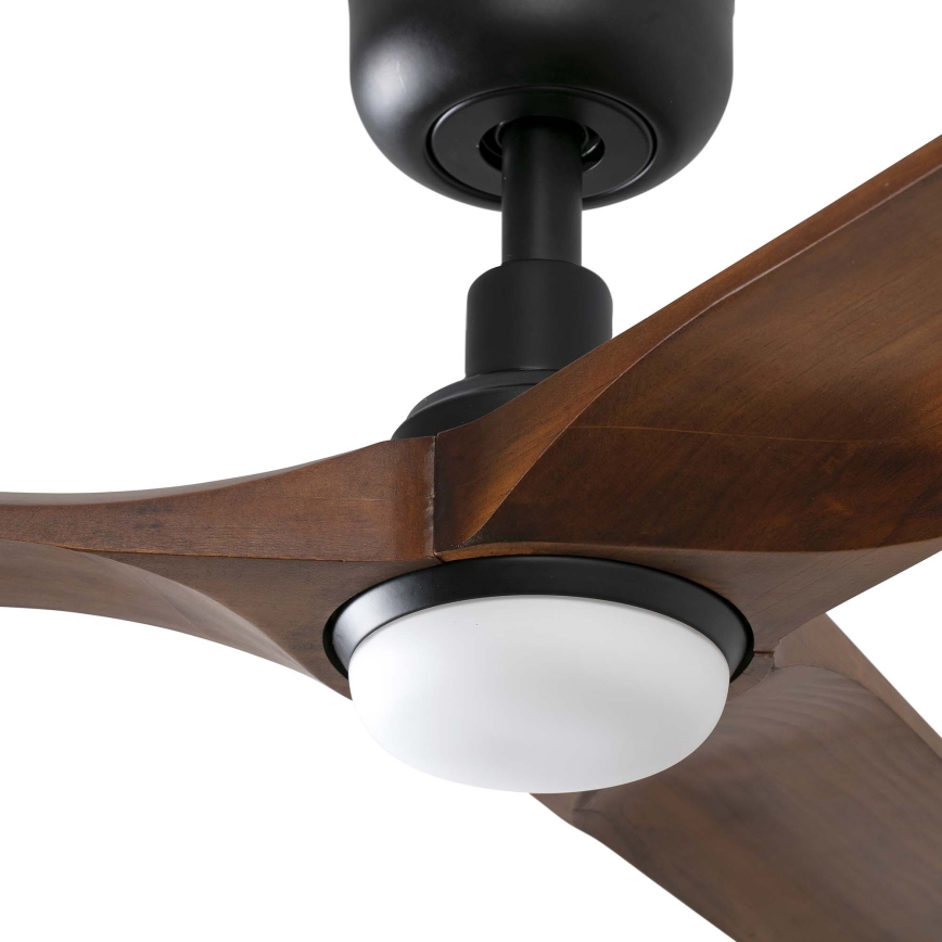 FARO 33809WT1S - LED stmievateľný stropný ventilátor HEYWOOD L LED/10W/230V 2700/3000/4000K pr. 132 cm drevo/čierna Wi-Fi Tuya + diaľkové ovládanie