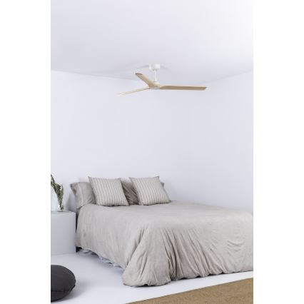 FARO 33810WT - Stropný ventilátor HEYWOOD L drevo/biela pr. 132 cm Wi-Fi Tuya + diaľkové ovládanie