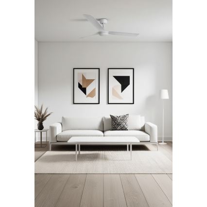 FARO 33814WT - Stropný ventilátor PUNT M biela pr. 132 cm Wi-Fi Tuya + diaľkové ovládanie