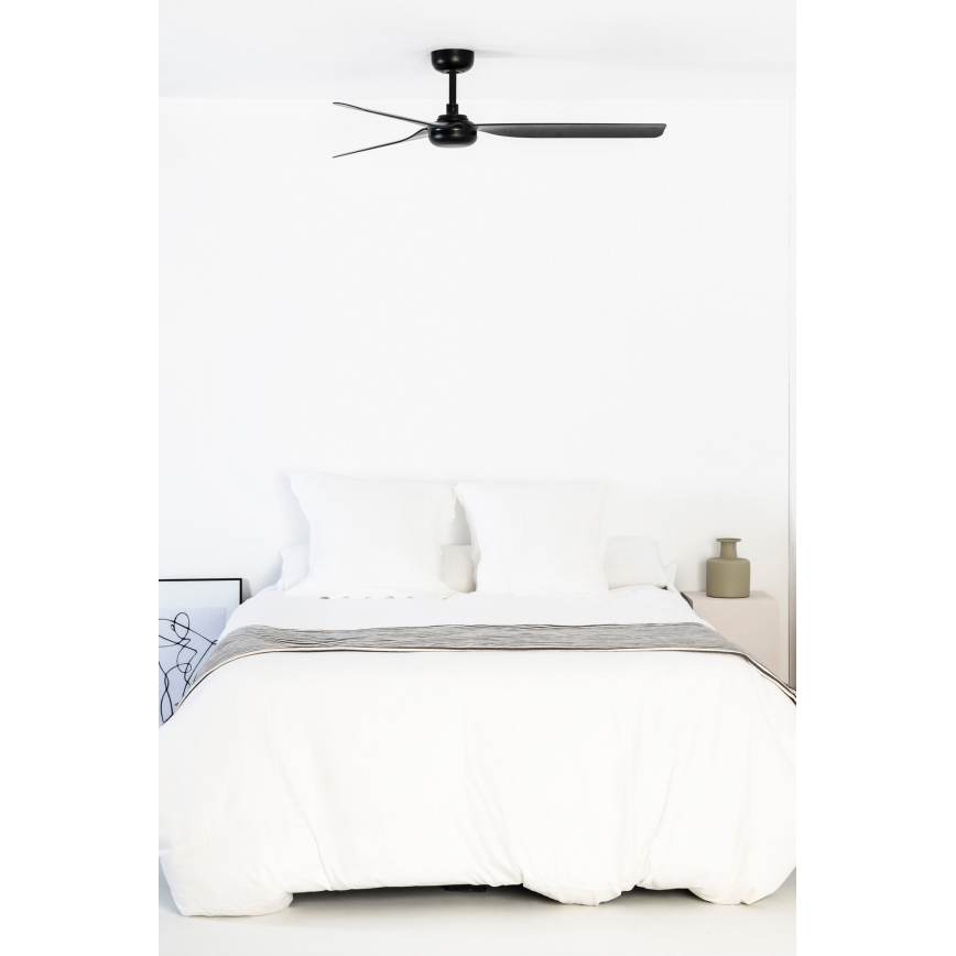 FARO 33815WT - Stropný ventilátor PUNT M čierna pr. 132 cm Wi-Fi Tuya + diaľkové ovládanie
