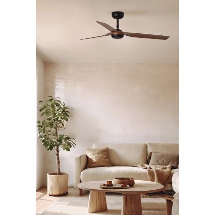FARO 33817WT - Stropný ventilátor PUNT M hnedá/čierna pr. 132 cm Wi-Fi Tuya + diaľkové ovládanie