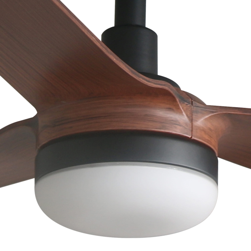 FARO 33817WT1S - LED stmievateľný stropný ventilátor PUNT M LED/18W/230V 2700/3000/4000K pr. 132 cm hnedá/čierna Wi-Fi Tuya + diaľkové ovládanie
