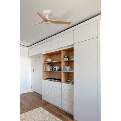 FARO 33821WT - Stropný ventilátor MINI PUNT S hnedá/biela pr. 90 cm Wi-Fi Tuya + diaľkové ovládanie