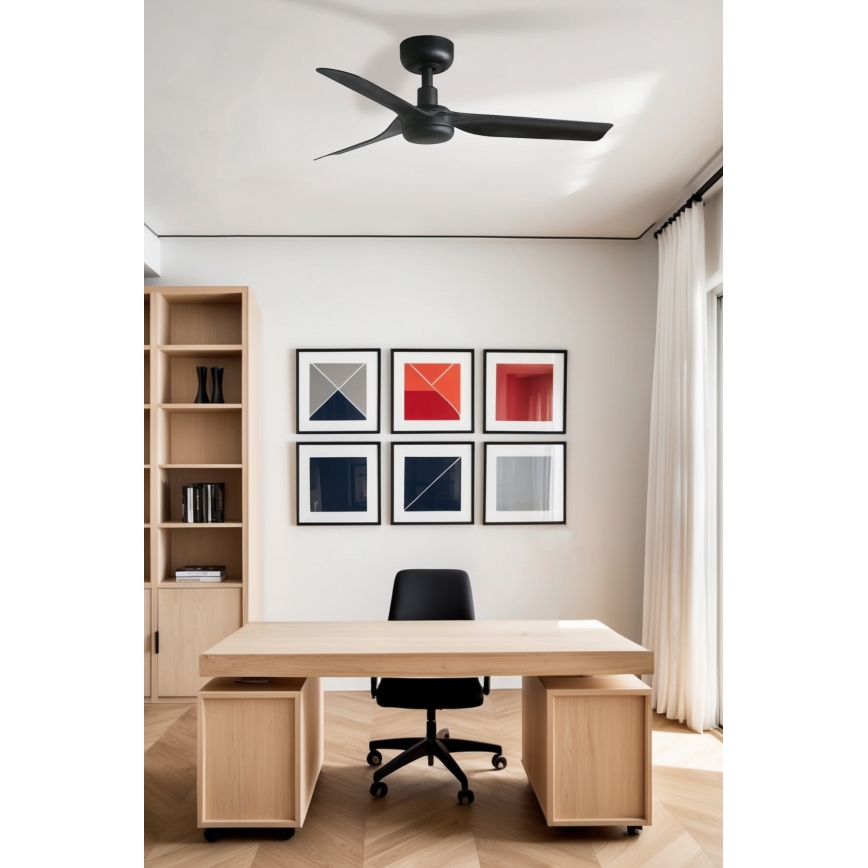 FARO 33822WT - Stropný ventilátor MINI PUNT S čierna pr. 90 cm Wi-Fi Tuya + diaľkové ovládanie