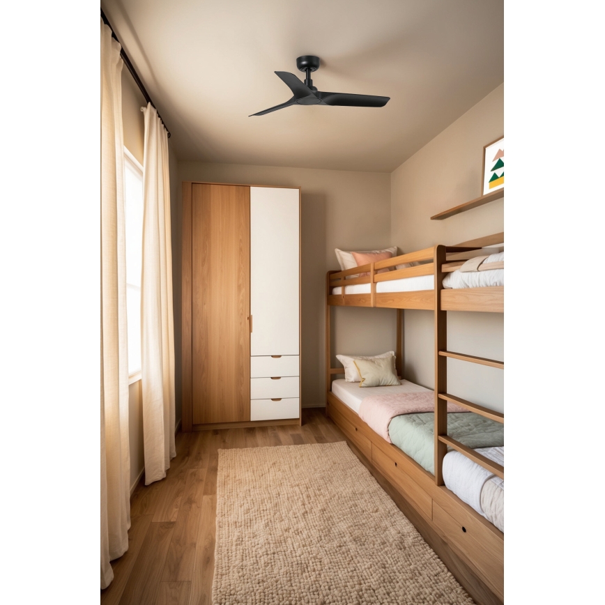 FARO 33825WT - Stropný ventilátor HEY S čierna pr. 90 cm Wi-Fi Tuya + diaľkové ovládanie