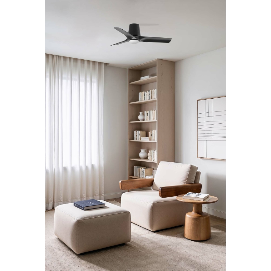 FARO 33827-1TW - LED Stmievateľný stropný ventilátor HEY TUB S LED/10W/230V 2700/4000/6000K čierna pr. 90 cm + diaľkové ovládanie