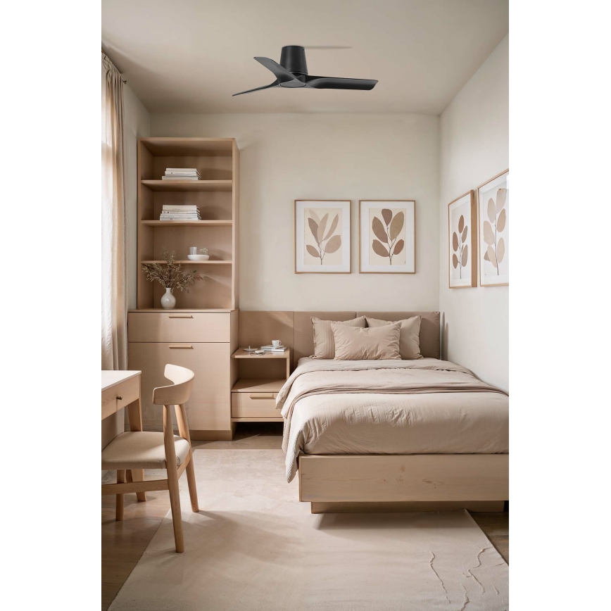 FARO 33827WT - Stropný ventilátor HEY TUB S čierna pr. 90 cm Wi-Fi Tuya + diaľkové ovládanie
