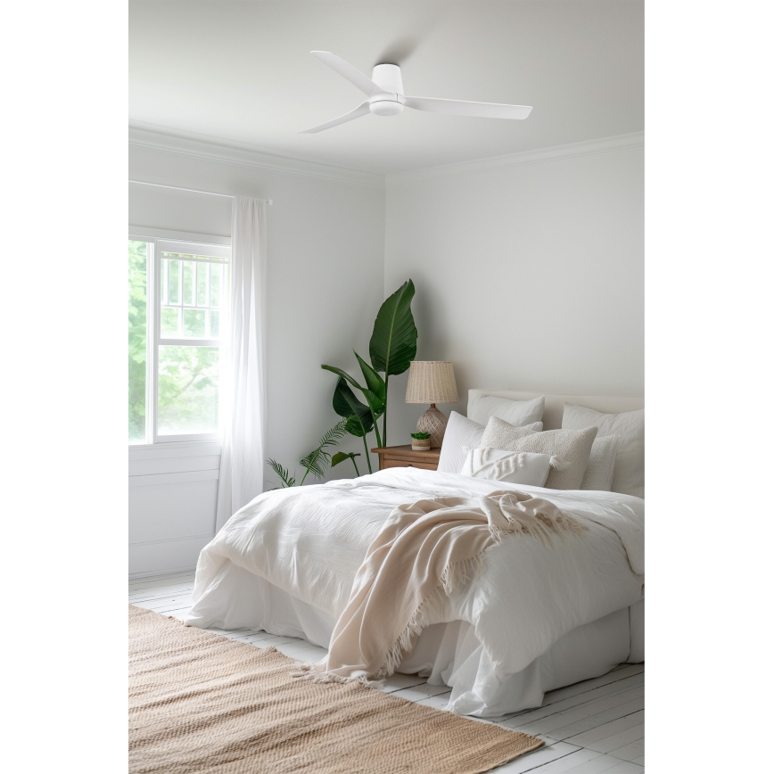FARO 33828WT - Stropný ventilátor PUNT TUB M biela pr. 132 cm Wi-Fi Tuya + diaľkové ovládanie