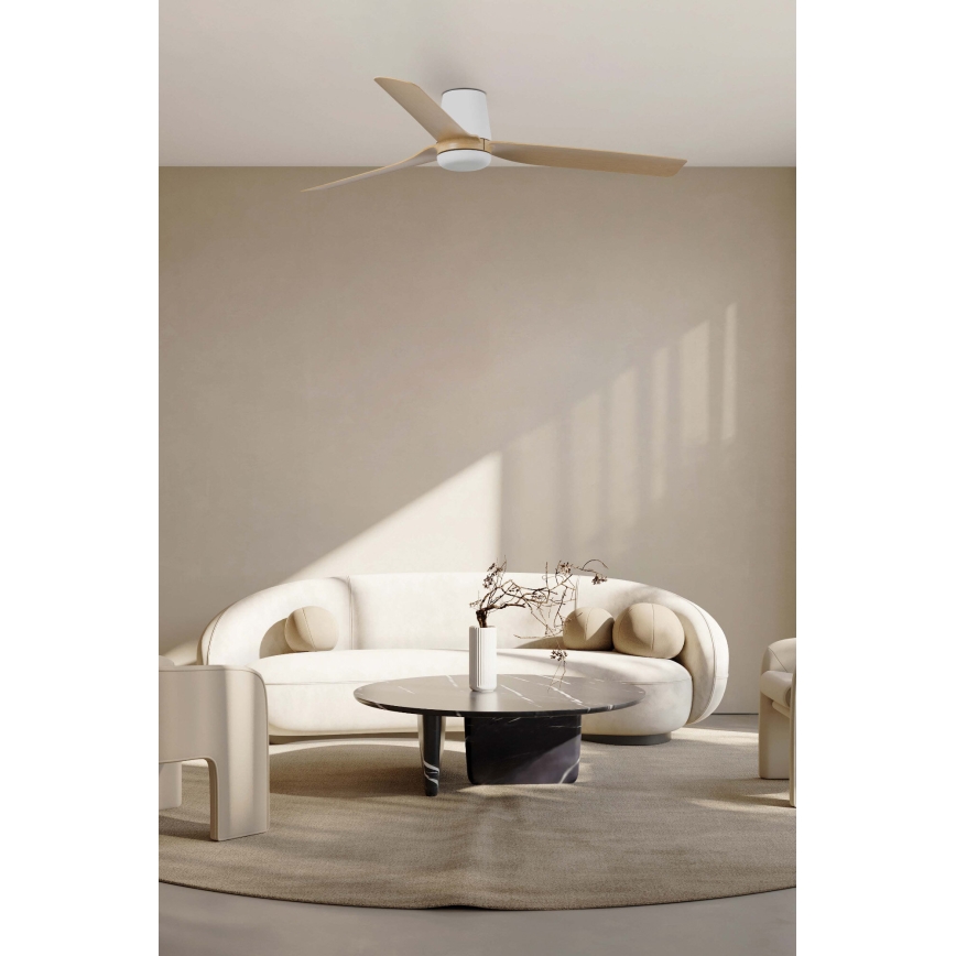 FARO 33829 - Stropný ventilátor PUNT TUB M hnedá/biela pr. 130 cm + diaľkové ovládanie