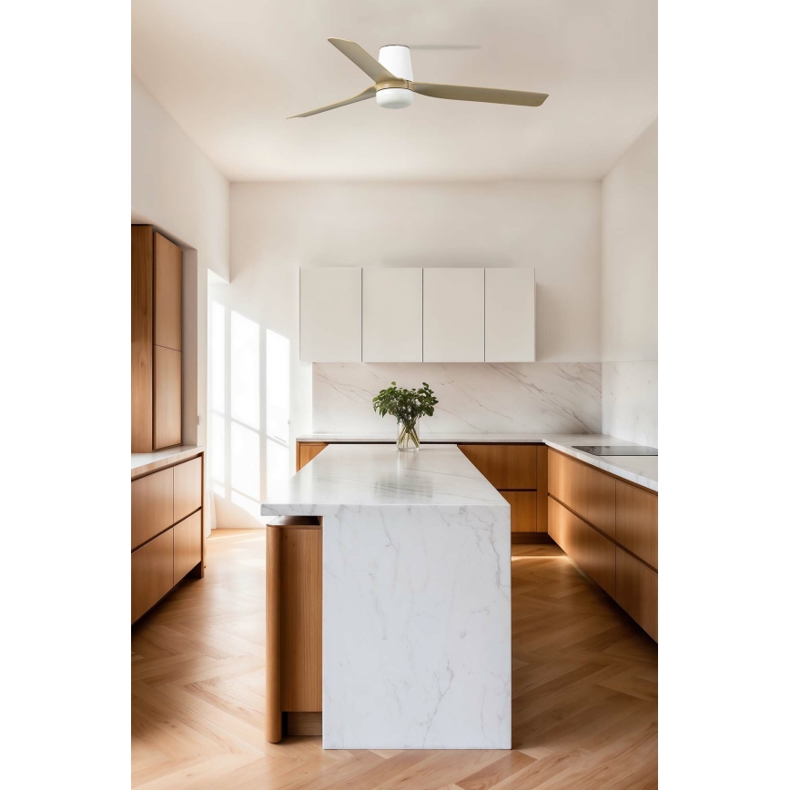 FARO 33829 - Stropný ventilátor PUNT TUB M hnedá/biela pr. 130 cm + diaľkové ovládanie