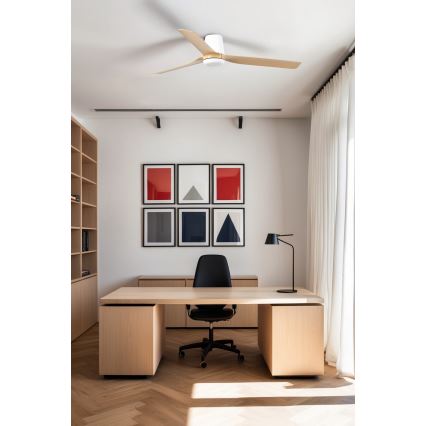 FARO 33829WT - Stropný ventilátor PUNT TUB M hnedá/biela pr. 132 cm Wi-Fi Tuya + diaľkové ovládanie