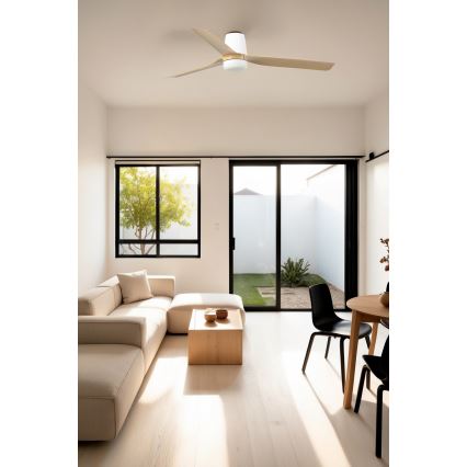 FARO 33829WT1S - LED stmievateľný stropný ventilátor PUNT TUB M LED/18W/230V 2700/3000/4000K priemer 132 cm béžová/biela Wi-Fi Tuya + diaľkové ovládanie