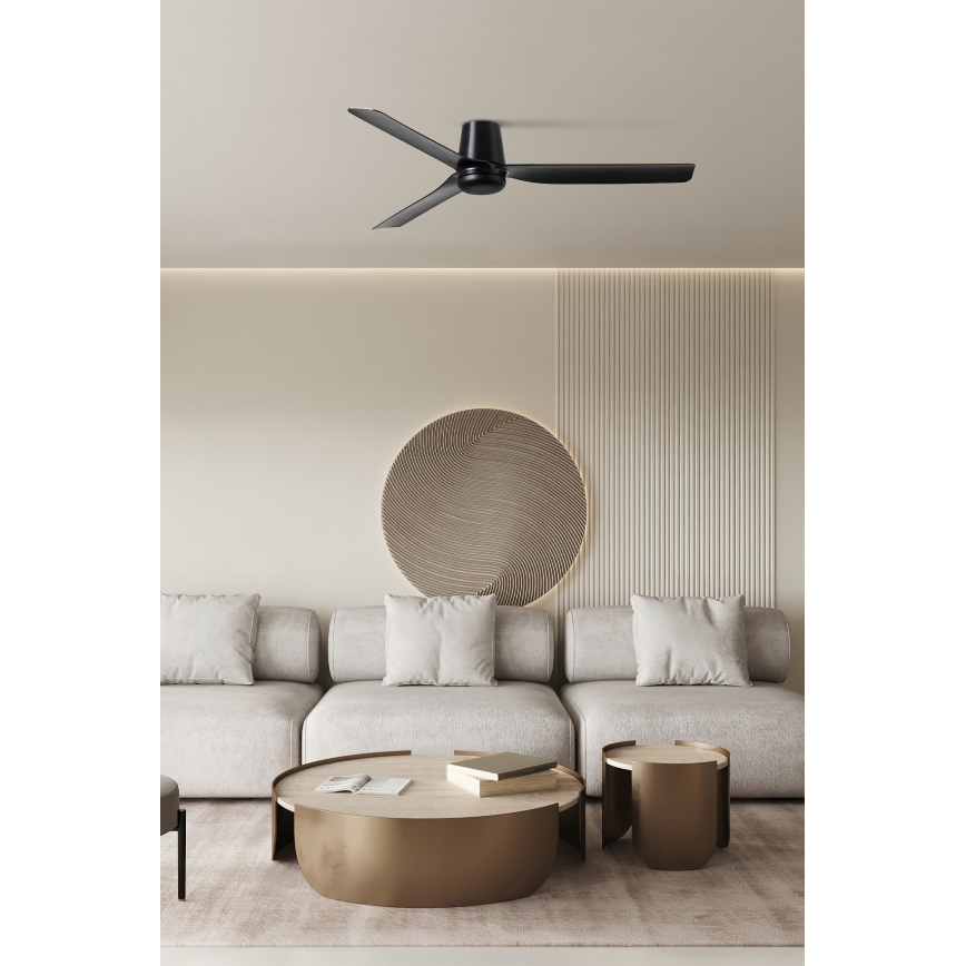 FARO 33830 - Stropný ventilátor PUNT TUB M čierna pr. 130 cm + diaľkové ovládanie