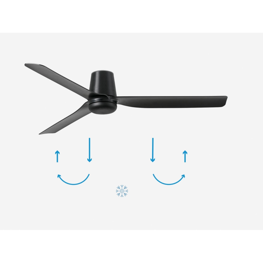 FARO 33830 - Stropný ventilátor PUNT TUB M čierna pr. 130 cm + diaľkové ovládanie
