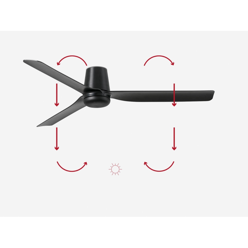 FARO 33830 - Stropný ventilátor PUNT TUB M čierna pr. 130 cm + diaľkové ovládanie