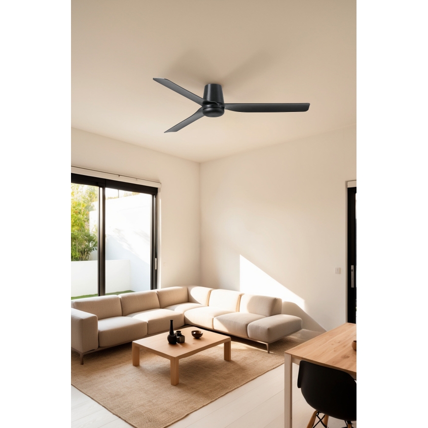 FARO 33830WT - Stropný ventilátor PUNT TUB M čierna pr. 132 cm Wi-Fi Tuya + diaľkové ovládanie