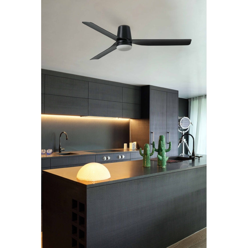 FARO 33830WT1S - LED stlmiteľný stropný ventilátor PUNT TUB M LED/18W/230V 2700/3000/4000K priemer 132 cm čierna Wi-Fi Tuya + diaľkové ovládanie