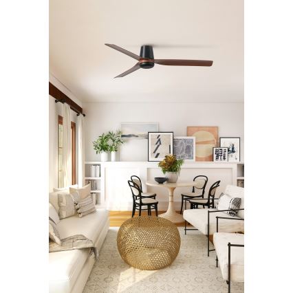 FARO 33831WT - Stropný ventilátor PUNT TUB M hnedá/čierna pr. 132 cm Wi-Fi Tuya + diaľkové ovládanie