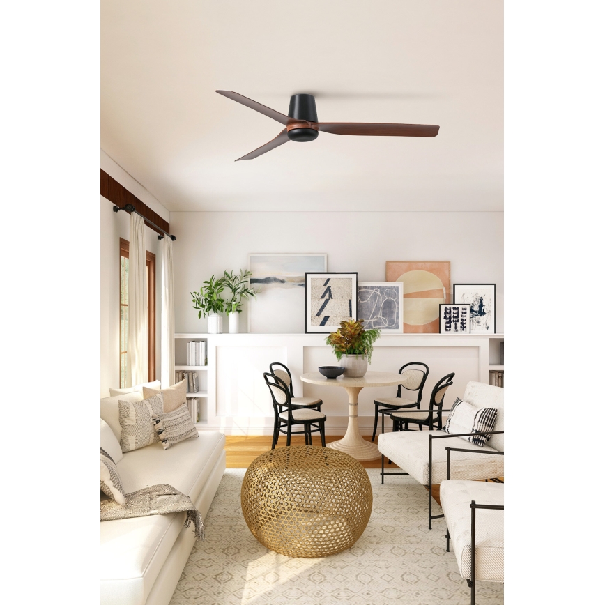 FARO 33831WT - Stropný ventilátor PUNT TUB M hnedá/čierna pr. 132 cm Wi-Fi Tuya + diaľkové ovládanie