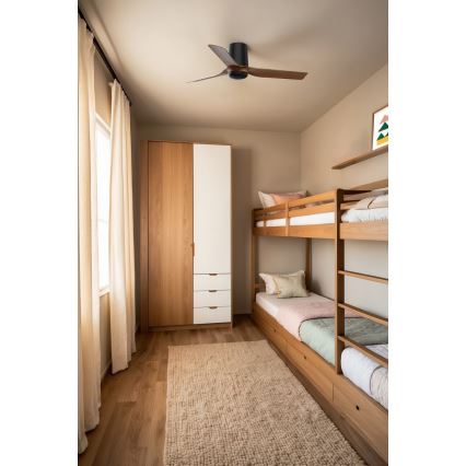 FARO 33835WT - Stropný ventilátor MINI PUNT TUB S hnedá/čierna pr. 90 cm Wi-Fi Tuya + diaľkové ovládanie