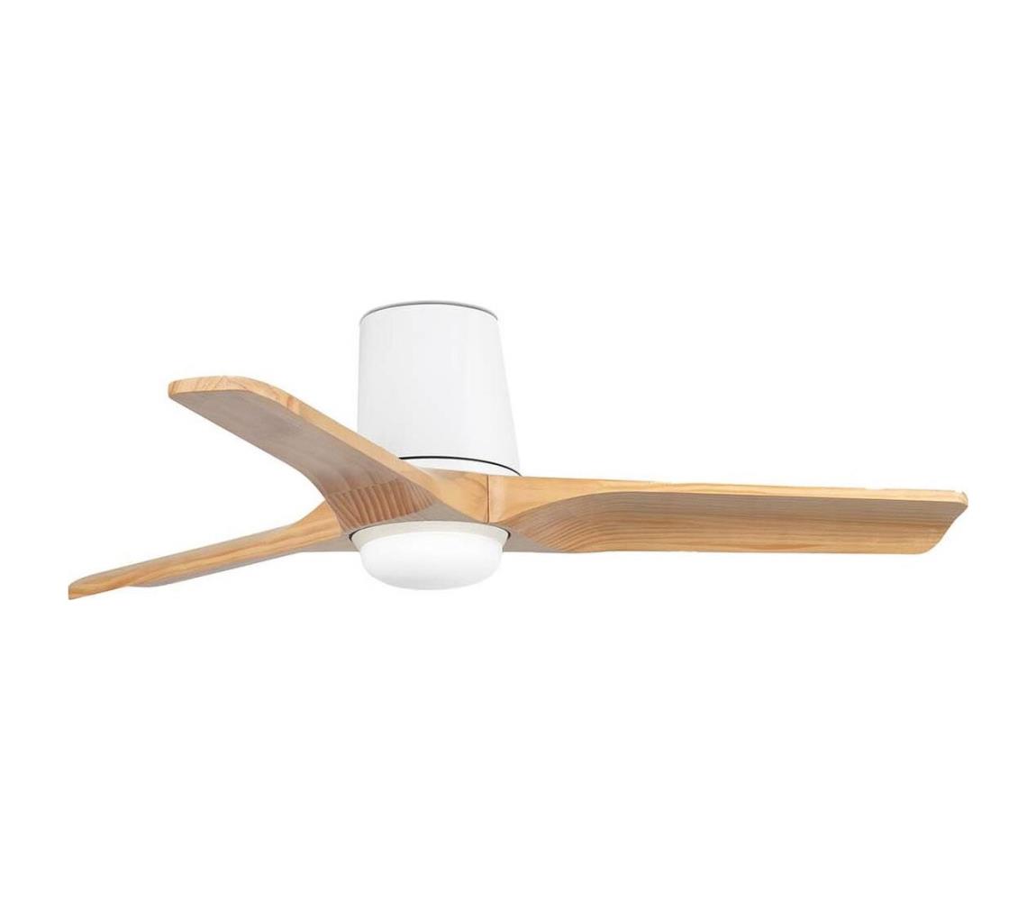 FARO Barcelona FARO 33836-1TW-LED Stmievateľný látor HEYWOOD TUB S 10W/230V borovica/biela priemer 90 cm +diaľkové ovládanie 338361S