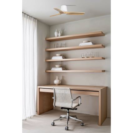 FARO 33836 - Stropný ventilátor HEYWOOD TUB S borovica/biela pr. 90 cm + diaľkové ovládanie