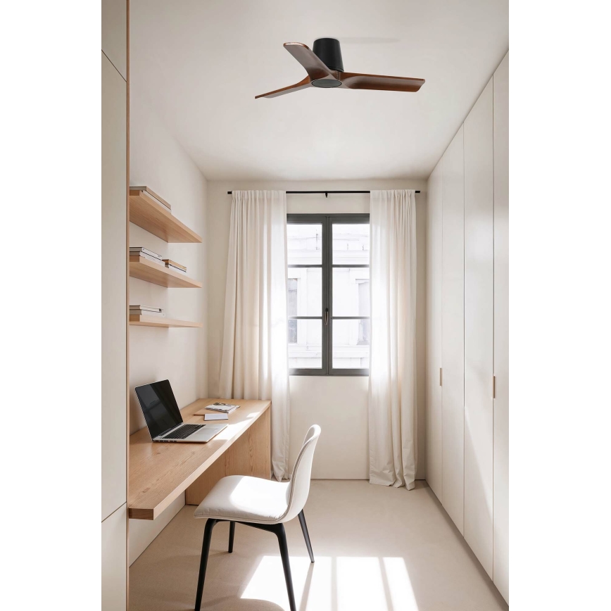 FARO 33837 - Stropný ventilátor HEYWOOD TUB S borovica/čierna pr. 90 cm + diaľkové ovládanie