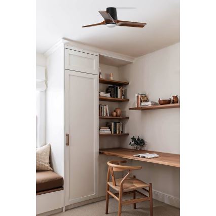 FARO 33837WT-1TW - LED stmievateľný stropný ventilátor HEYWOOD TUB S LED/10W/230V 2700/4000/6000K borovica/biela pr. 90 cm Wi-Fi Tuya + diaľkové ovládanie