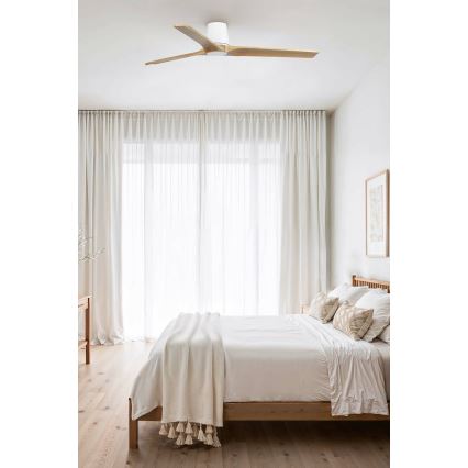 FARO 33838 - Stropný ventilátor HEYWOOD TUB L borovica/biela pr. 132 cm + diaľkové ovládanie