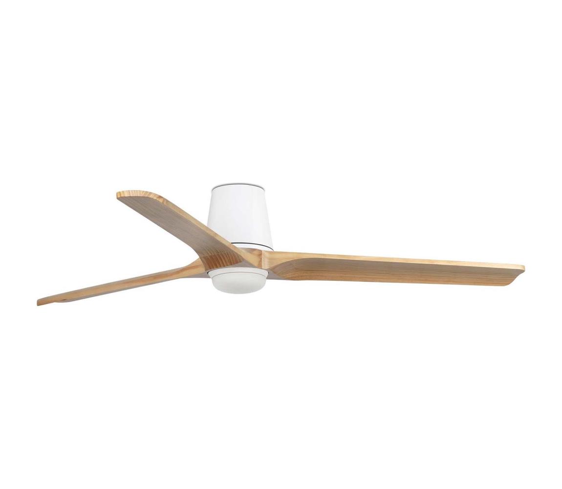 FARO Barcelona FARO 338381S-LED Stmievateľný látor HEYWOOD TUB L 10W/230V CCT priemer 132 cm drevo/biela + diaľkové ovládanie 338381S
